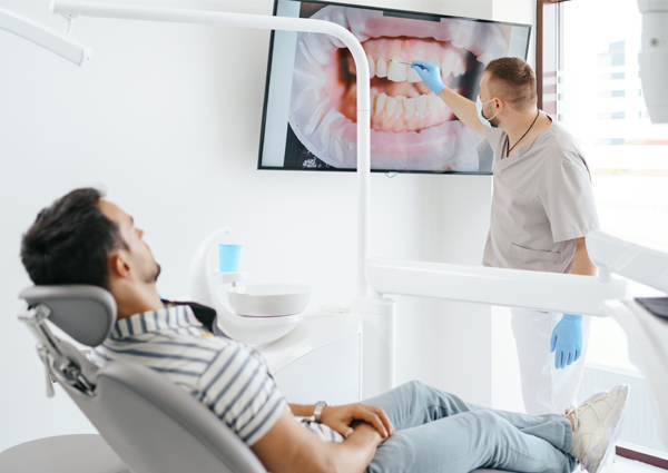 A dentist working in a clinic
